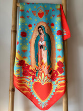 Cargar imagen en el visor de la galería, Pañuelo de Seda - Virgen de Guadalupe y Milagritos
